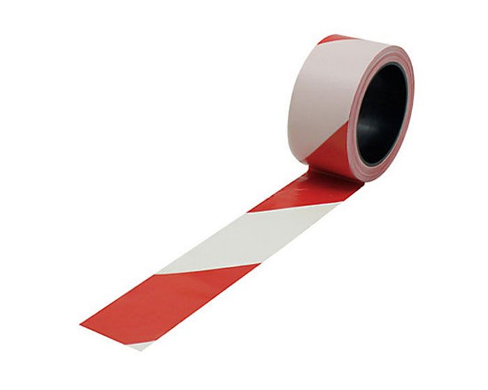 Ruban de marquage au sol, blanc-rouge, 66 m, largeur 50 mm